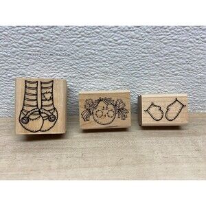 1995 Sara Jane Wood Mounted Rubber Stamps Set Of 3